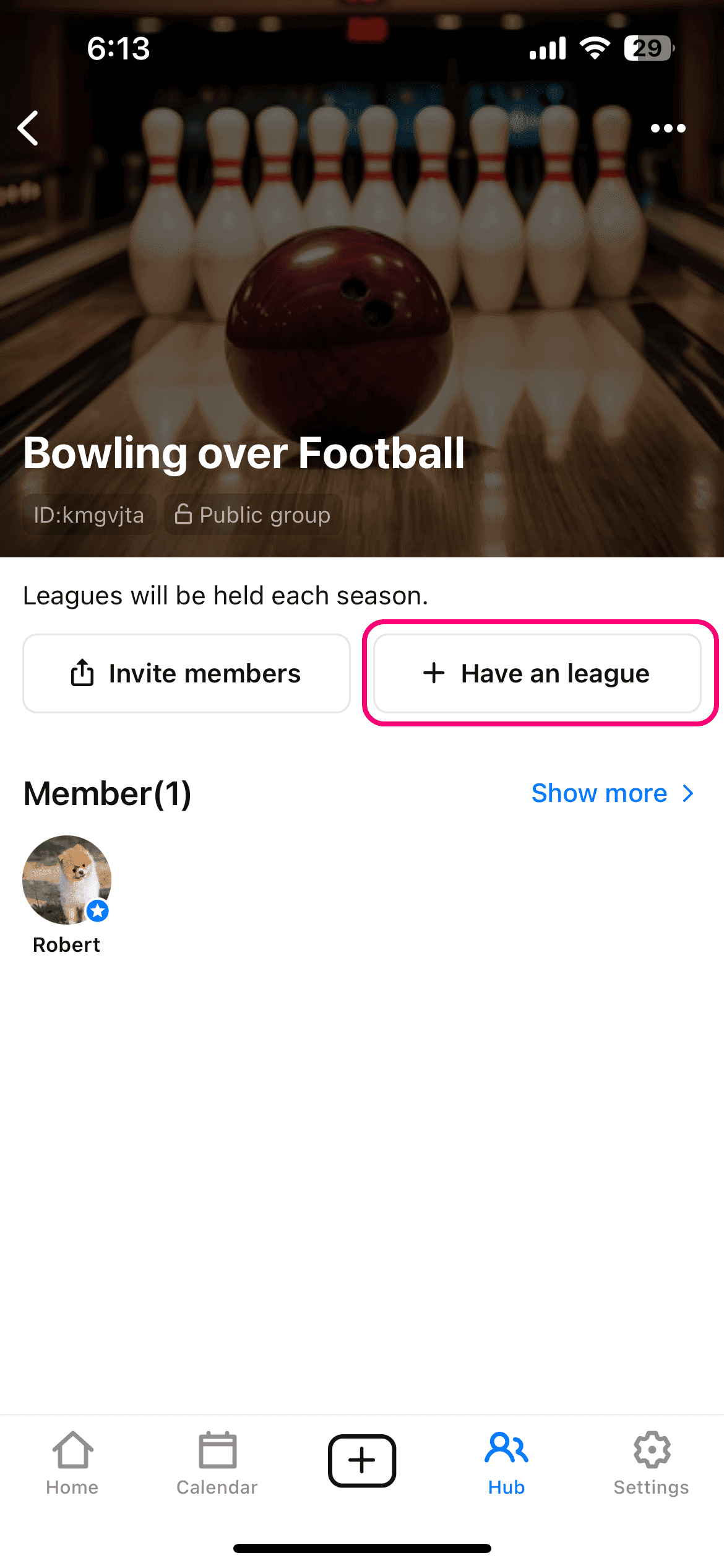 Click 'Host an league'.